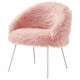 Anthony Faux Fur White Powder Coated Metal Leg Accent Chair, Rose