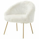 Anthony Faux Fur Gold Powder Coated Metal Leg Accent Chair, White