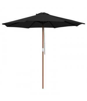 9ft Patio Wood Market Umbrella Black Color