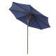 9 ft 8-Rib Patio Outdoor Wooden Tilt Umbrella Navy Color