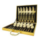 1010 -24pcs set gold cutlery with wooden box (table knife,table fork,table spoon,tea spoon each 6pcs and with woodenbox )