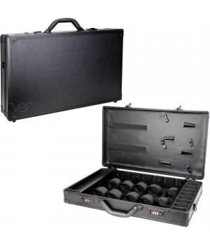 Black Matte Professional Barber Portable Travel Split Case w/Brush and Combs Holder and Cord Slots - VBK005