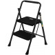 2 Step Ladder, RIKADE Folding Step Stool, Step Stool with Wide Anti-Slip Pedal, Lightweight, Portable Folding Step Ladder with Handgrip, Multi-use Steel Ladder for Household and Office