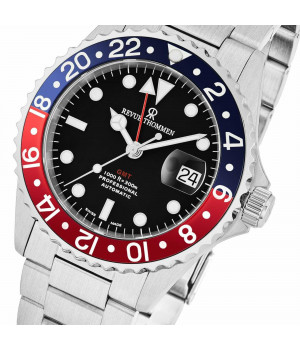 Revue Thommen 17572.2135 Diver GMT Silver Stainless Steel Black Dial Automatic Watch