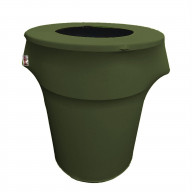 LA Linen Stretch Spandex Trash Can cover 55-Gallon Round,Army Green