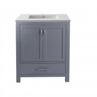 Wilson 30 - Grey Cabinet + Matte White VIVA Stone Solid Surface Countertop