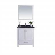 Wilson 30 - White Cabinet + Black Wood Marble Countertop