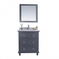 Luna - 30 - Maple Grey Cabinet + White Stripes Marble Countertop