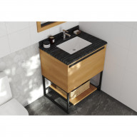 Alto 30 - California White Oak Cabinet + Black Wood Marble Countertop