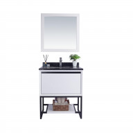 Alto 30 - White Cabinet + Black Wood Marble Countertop