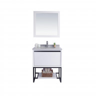 Alto 30 - White Cabinet + White Stripes Marble Countertop