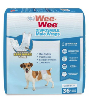 Four Paws Wee Wee Disposable Male Dog Wraps X-Small/Small