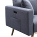 Easton Dark Gray Linen Fabric Chair with USB Charging Ports Pockets & Pillows