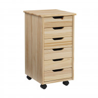 Cary Six Drawer Rolling Storage Cart, Natural