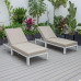 LeisureMod Chelsea Modern Outdoor Weathered Grey Chaise Lounge Chair With Cushions Set of 2