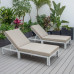 LeisureMod Chelsea Modern Outdoor Weathered Grey Chaise Lounge Chair With Cushions Set of 2
