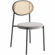 LeisureMod Euston Modern Wicker Dining Chair with Velvet Round Seat