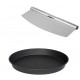 LloydPans Kitchenware 14-inch Deep Dish Pizza Pan Stick Resistant, and Pizza Rocker Cutter Knife, Silver