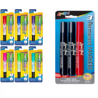 3pk Chisel Tip Permanent Ink Broadline Markers, Non-Toxic & 1pk Washable Double Ended Poster Markers