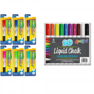 10pk Liquid Chalk Markers - Assorted Colors & 1pk Washable Double Ended Poster Markers