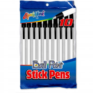 10pk Medium Point Stick Pens - Black (Set of 2)