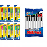 10pk Medium Point Stick Pens & 1pk Washable Double Ended Poster Markers