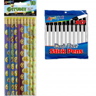 10pk Medium Point Stick Pens & 10pk iTudes Silly Face #2 Pencils w/ Eraser