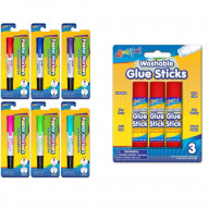 1pk Washable Double Ended Poster Markers & 3pk 8g (.282 Oz) Washable Glue Stick - Blister Card