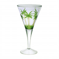 Acrylic Wine glass - V shape Palm Tree Design 14 oz.