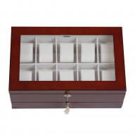 Mele & Co. Christo Glass Top Wooden Watch Box in Walnut Finish