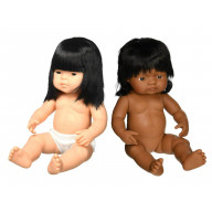 Miniland 15'' Anatomically Correct Baby Doll, Asian Girl and Hispanic Girl