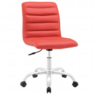 Ripple Armless Mid Back Vinyl Office Chair - Red