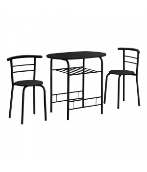 Dining Table Set, 3Pcs Set, Small, 32" L, Kitchen, Metal, Laminate, Black, Contemporary, Modern