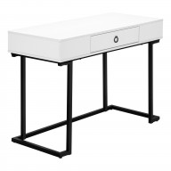 Computer Desk, Home Office, Laptop, Storage Drawers, 42"L, Work, Metal, Laminate, Glossy White, Black, Contemporary, Modern