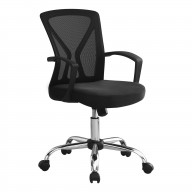 Office Chair, Adjustable Height, Swivel, Ergonomic, Armrests, Computer Desk, Work, Metal, Fabric, Black, Chrome, Contemporary, Modern