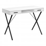 Computer Desk, Home Office, Laptop, Left, Right Set-Up, Storage Drawers, 42"L, Work, Metal, Laminate, White, Black, Contemporary, Modern