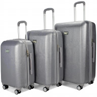 BADGLEY MISCHKA Snakeskin 3 Piece Expandable Luggage Set (Silver)
