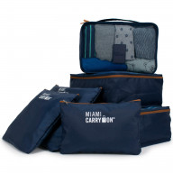 Miami CarryOn Collins 6-Piece Packing Cubes Luggage Organizer (Navy+Tan)