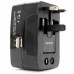 Miami CarryOn International Travel Adapter with Two USB Ports (Black)