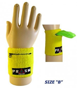PRASM Unisex Zipper-Pocket Designer Sports Wristbands - L