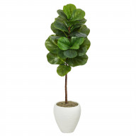 52 Fiddle Leaf Artificial Tree in White Planter