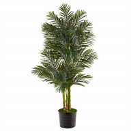 6 Golden Cane Artificial Palm Tree in Black Tin Planter