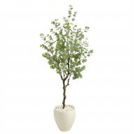 63 Eucalyptus Artificial Tree in White Planter