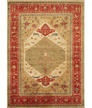Hand Knotted Rust Beige Rug 10'X14'