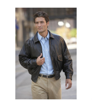 BUFFED LEATHER BOMBER Brown 1011-4XL