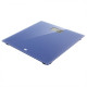Simple bathroom scale with a pleasant blue glass platform great for measuring body weight.
