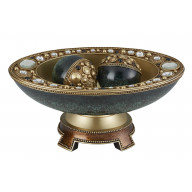 8.25 Tall Sedona Marbleized Footed Decorative Bowl, Green with Gold Accents