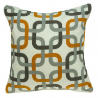 Parkland Collection Boxer Transitional Grey and Orange Pillow Cover With Poly Insert