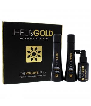 Volume Series Travel Kit by Helis Gold for Unisex - 3 Pc 3.3oz Weightless Conditioner, 3.3oz Volumize Shampoo, 1.7oz Antidote Scalp and Hair Revitalizer