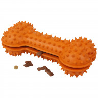 Pet Life 'Denta-Bone' TPR Treat Dispensing and Dental Cleaning Durable Dog Toy - One Size / Orange
